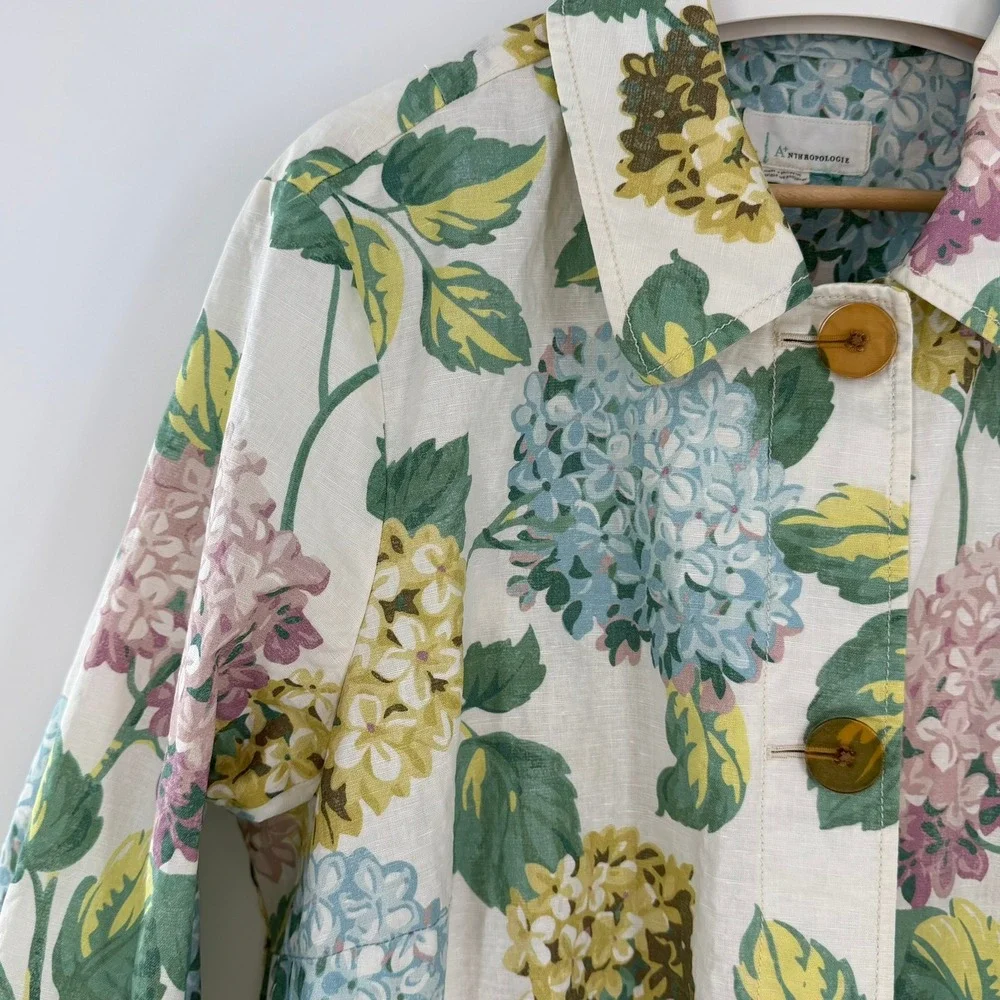 Anthropologie By Anthropologie A+ Mellie Hydrangea Swing Raincoat Blue Floral - Picture 5 of 15